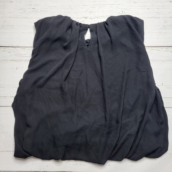 Madewell Sleeveless Chiffon Bubble Hem Top Black Flowy Jewel Neckline Small 6 - Picture 3 of 8